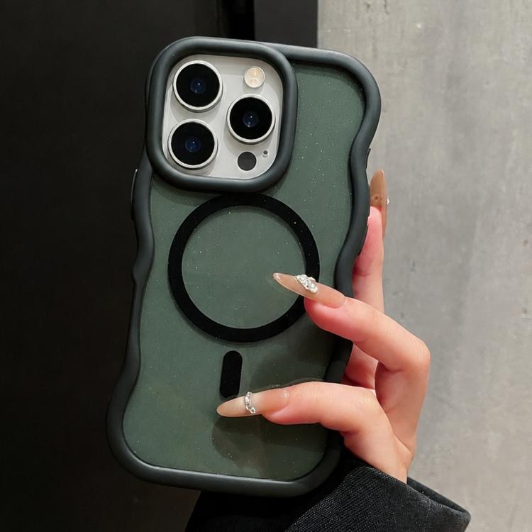 Custodia magnetica per telefono con bordo ondulato traslucido glitterato, For iPhone 15 Pro Max, For iPhone 15 Pro, For iPhone 15, For iPhone 14, For iPhone 14 Pro Max, For iPhone 13 Pro Max