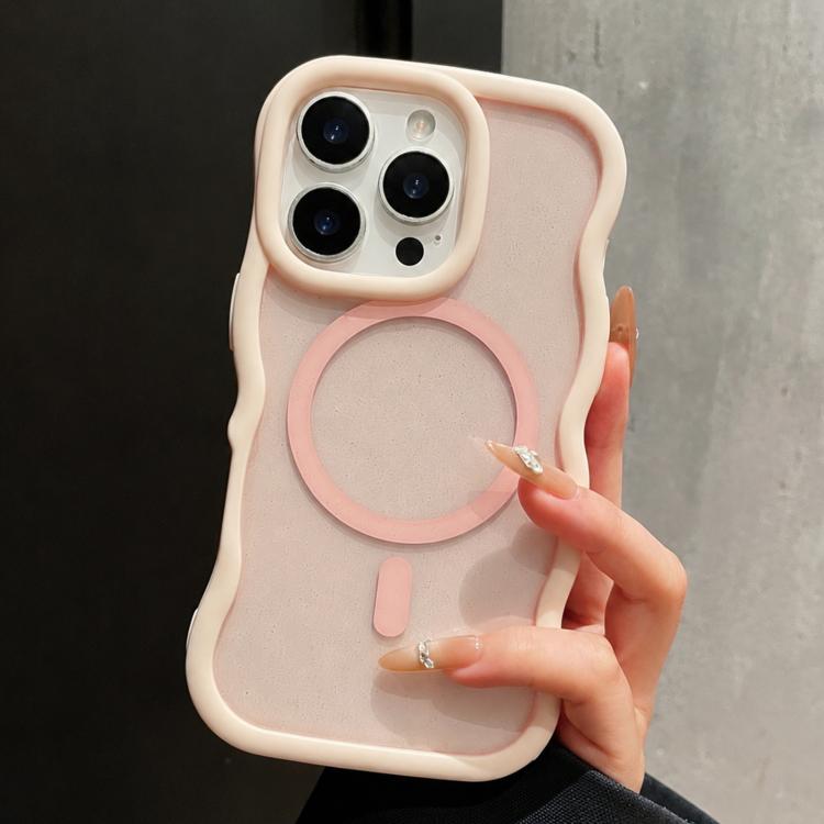 Custodia magnetica per telefono con bordo ondulato traslucido glitterato, For iPhone 15 Pro Max, For iPhone 15 Pro, For iPhone 15, For iPhone 14, For iPhone 14 Pro Max, For iPhone 13 Pro Max