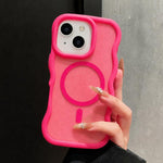 Custodia magnetica per telefono con bordo ondulato traslucido glitterato, For iPhone 15 Pro Max, For iPhone 15 Pro, For iPhone 15, For iPhone 14, For iPhone 14 Pro Max, For iPhone 13 Pro Max