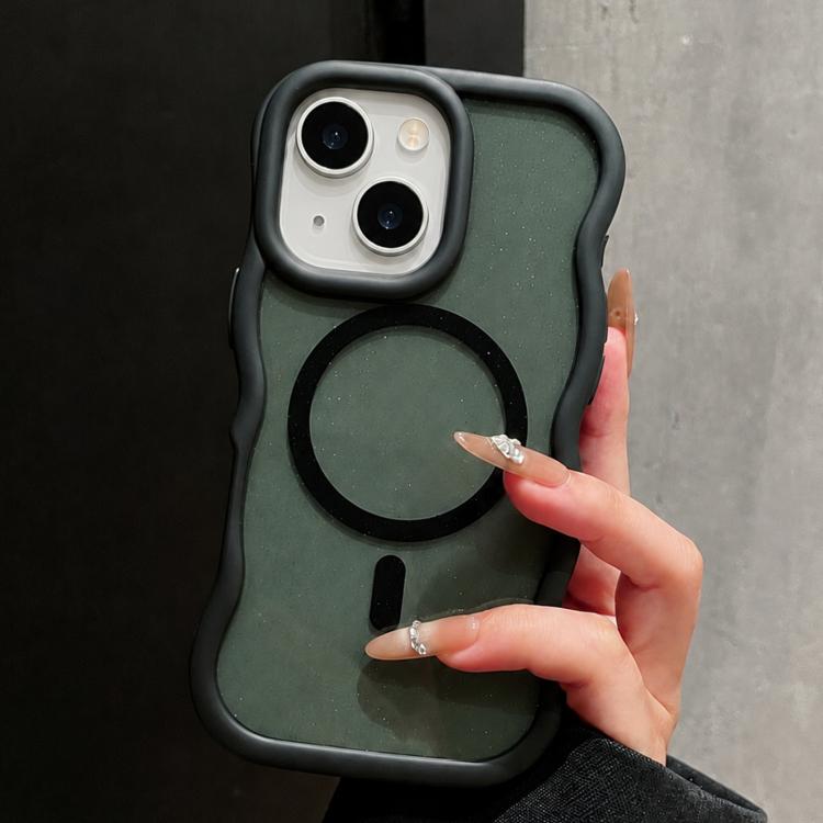 Custodia magnetica per telefono con bordo ondulato traslucido glitterato, For iPhone 15 Pro Max, For iPhone 15 Pro, For iPhone 15, For iPhone 14, For iPhone 14 Pro Max, For iPhone 13 Pro Max