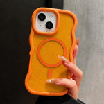 Custodia magnetica per telefono con bordo ondulato traslucido glitterato, For iPhone 13