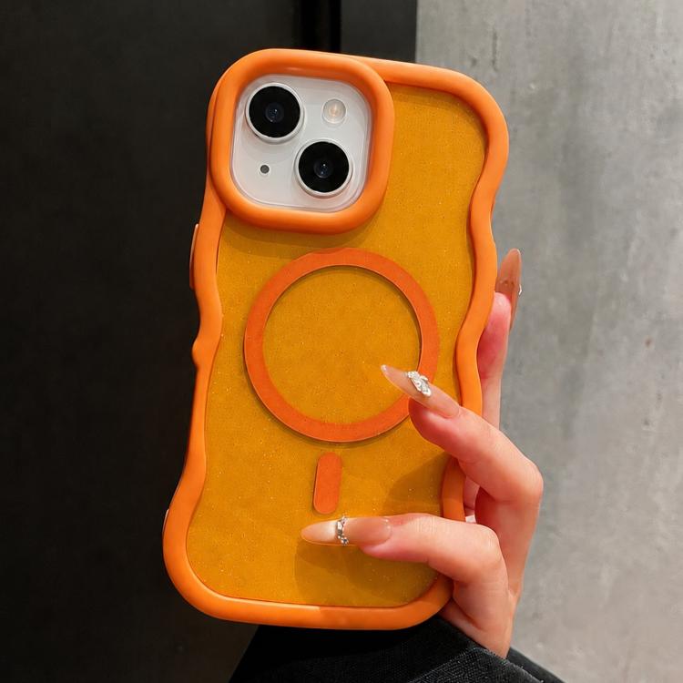 Custodia magnetica per telefono con bordo ondulato traslucido glitterato, For iPhone 13