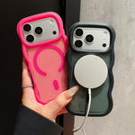 Custodia magnetica per telefono con bordo ondulato traslucido glitterato, For iPhone 17 Pro Max, For iPhone 17 Pro, For iPhone 17, For iPhone 16 Pro Max, For iPhone 16 Pro, For iPhone 16
