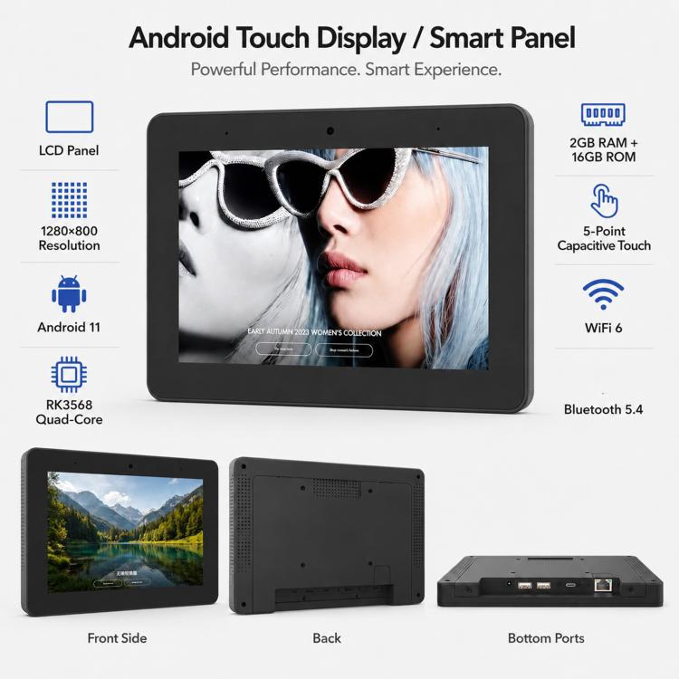 Schermo touch screen IPS HD 8 pollici Android 11 RK3568