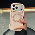 Custodia per telefono magnetica con supporto girevole traslucido e bordo ondulato, glitterato, For iPhone 17 Pro Max, For iPhone 17 Pro, For iPhone 17, For iPhone 16 Pro Max, For iPhone 16 Pro, For iPhone 16