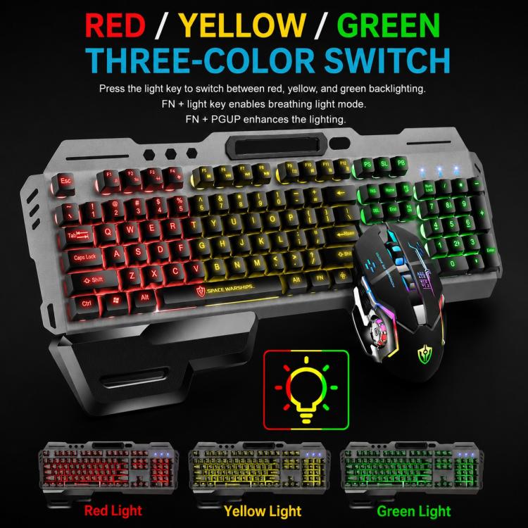 Set tastiera gaming cablata e mouse 6D 4800DPI RGB