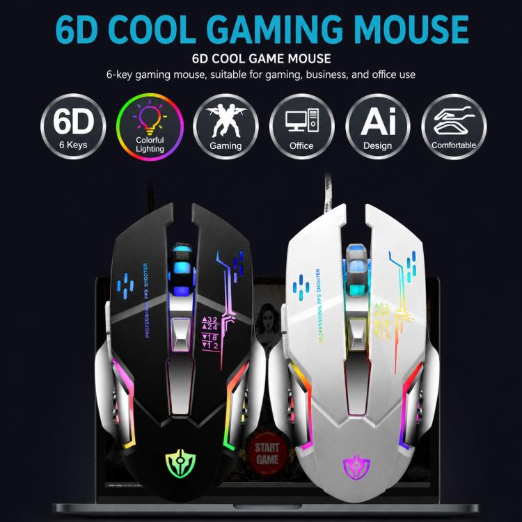 Set tastiera gaming cablata e mouse 6D 4800DPI RGB