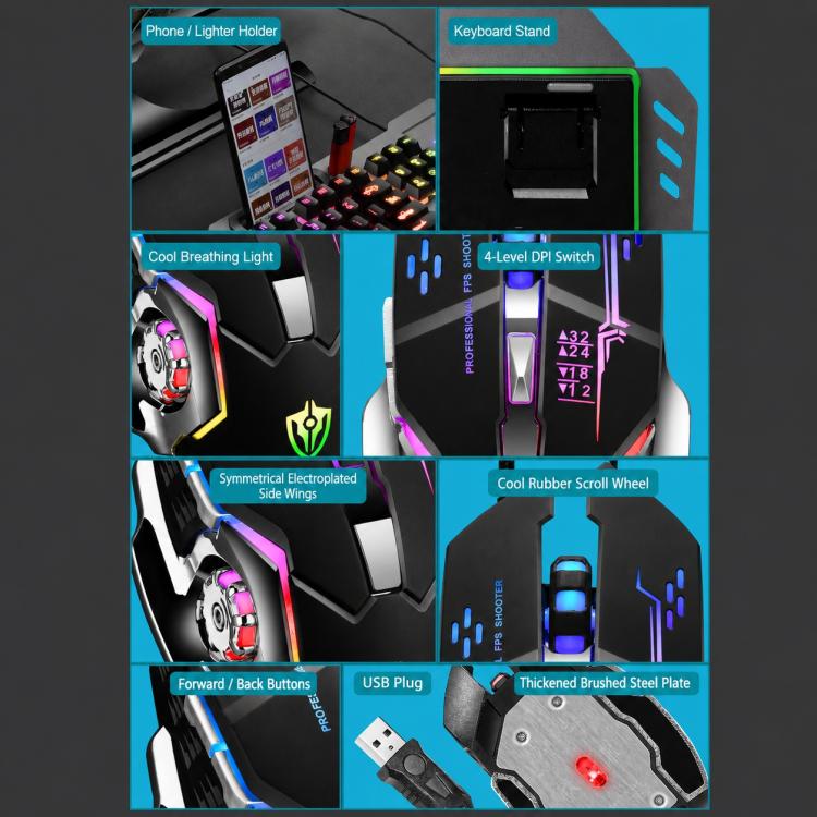Set tastiera gaming cablata e mouse 6D 4800DPI RGB