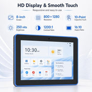 Schermo touch screen HD 8 pollici Android 14 con LED e RK3576S