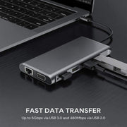 12 in 1 HDMI x2 + USB3.0 + USB2.0 + ricarica PD + VGA + RJ45 + jack da 3,5 mm + TF/SD x2 docking station HUB tipo C / USB-C