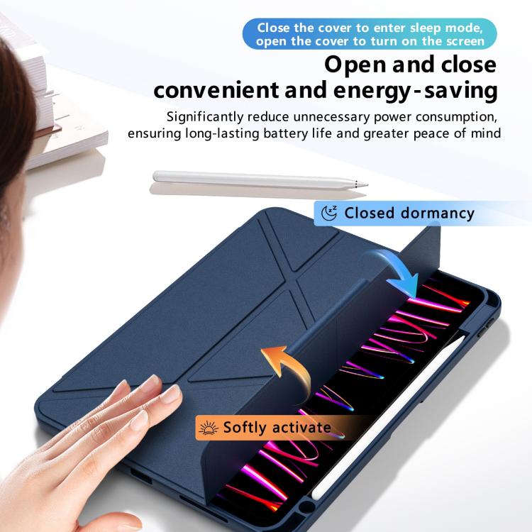 Custodia per tablet pieghevole a tre ante in ecopelle con scomparto per penna., For iPad Air 11 2026 / 2025 / 2024, For iPad 2025 / 2022