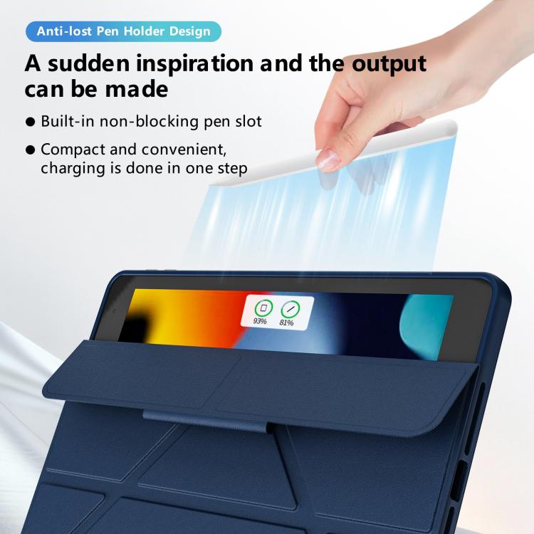 Custodia per tablet pieghevole a tre ante in ecopelle vegana con supporto girevole., For iPad 10.2 2021 / 2020 / 2019