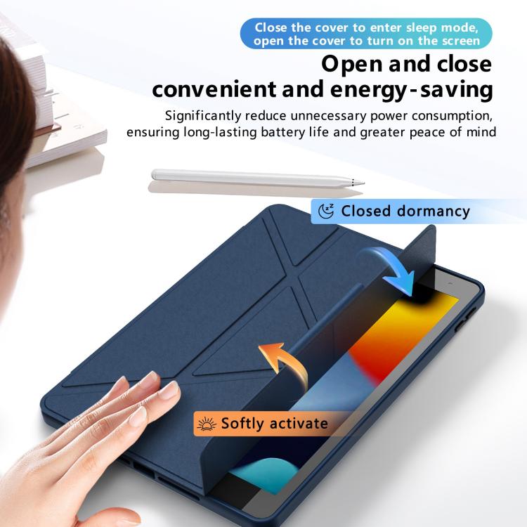 Custodia per tablet pieghevole a tre ante in ecopelle vegana con supporto girevole., For iPad 10.2 2021 / 2020 / 2019