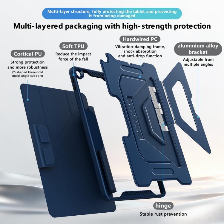 Custodia per tablet pieghevole a tre ante in ecopelle vegana con supporto girevole., For iPad 10.2 2021 / 2020 / 2019