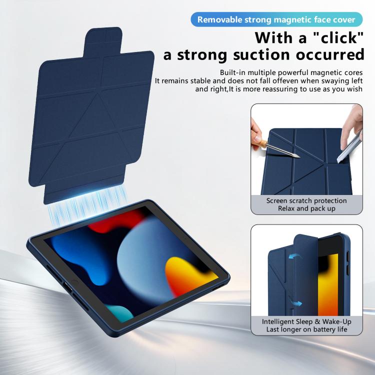 Custodia per tablet pieghevole a tre ante in ecopelle vegana con supporto girevole., For iPad 10.2 2021 / 2020 / 2019