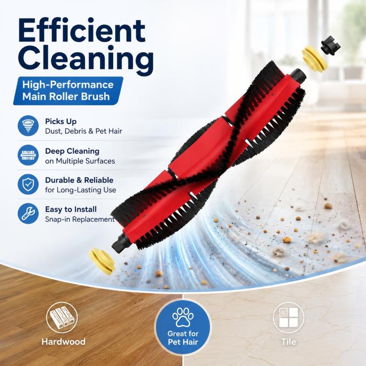 Accessori di ricambio per Xiaomi Mijia Robot Aspirapolvere 1S/Roborock S50/T4/T6/T7, Detachable Main Brush, Dual White Triangle Side Brush, Dual Black Triangle Side Brush, White Five Star Side Brush, Black Five Star Side Brush, Half Length Mop Pad     ...