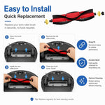 Accessori di ricambio per Xiaomi Mijia Robot Aspirapolvere 1S/Roborock S50/T4/T6/T7, Detachable Main Brush, Dual White Triangle Side Brush, Dual Black Triangle Side Brush, White Five Star Side Brush, Black Five Star Side Brush, Half Length Mop Pad     ...