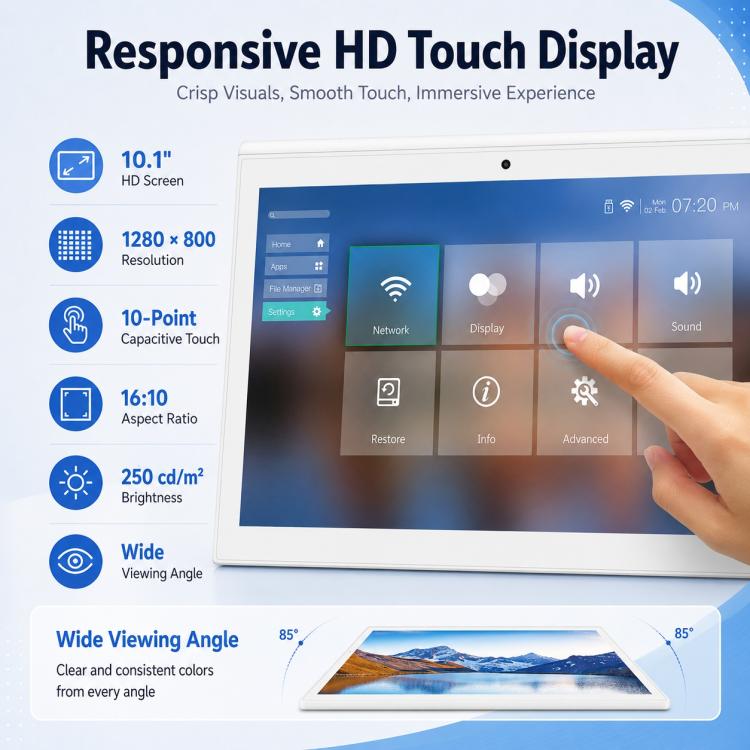 WD1028T Display per segnaletica digitale con doppio touchscreen HD da 10,1 pollici, 2 GB + 16 GB, Android 11, processore RK3568 Quad Core, EU Plug, US Plug, UK Plug