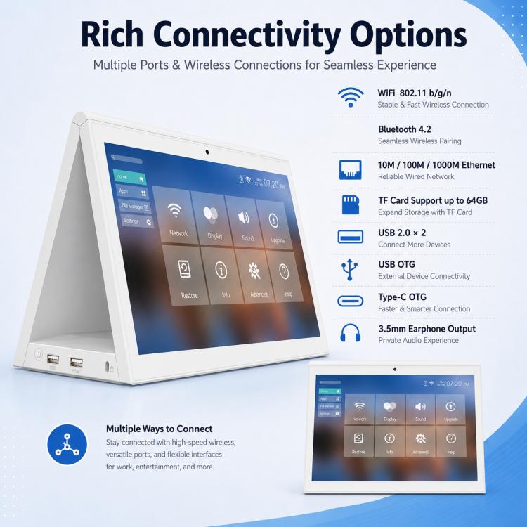 WD1028T Display per segnaletica digitale con doppio touchscreen HD da 10,1 pollici, 2 GB + 16 GB, Android 11, processore RK3568 Quad Core, EU Plug, US Plug, UK Plug