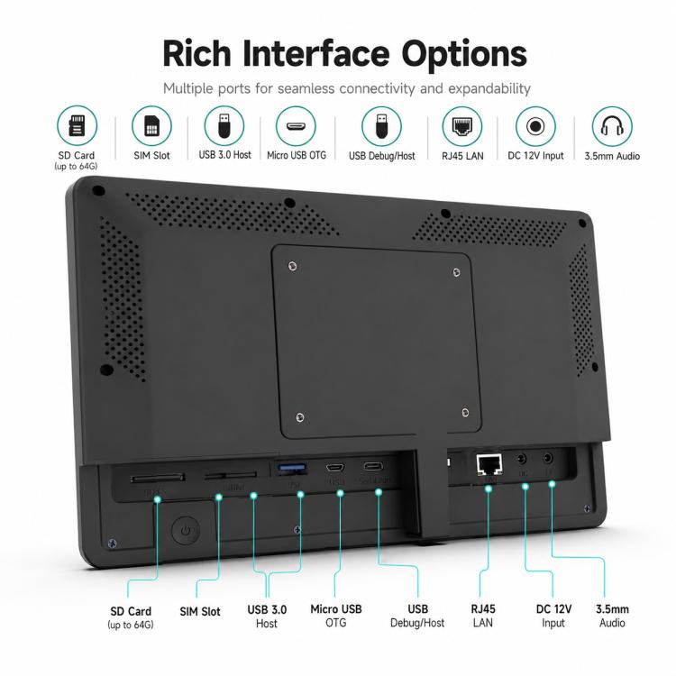WF1036T Schermo touch screen HD da 10,1 pollici per segnaletica digitale, 2 GB + 16 GB, Android 11, processore RK3566 Quad Core, EU Plug, US Plug, UK Plug