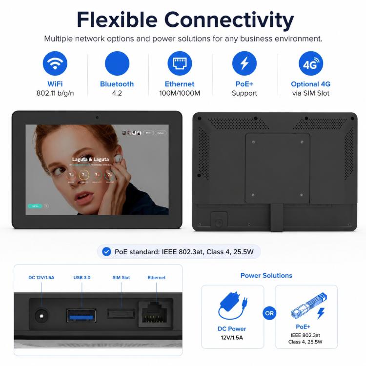 WF1036T Schermo touch screen HD da 10,1 pollici per segnaletica digitale, 2 GB + 16 GB, Android 11, processore RK3566 Quad Core, EU Plug, US Plug, UK Plug