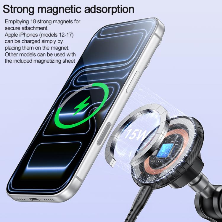 Supporto magnetico auto Yesido C322 con ricarica wireless 15W