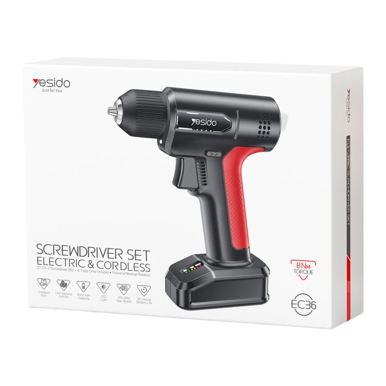 Set di avvitatore elettrico multifunzione Yesido EC36 per uso domestico, trapano elettrico, EC36