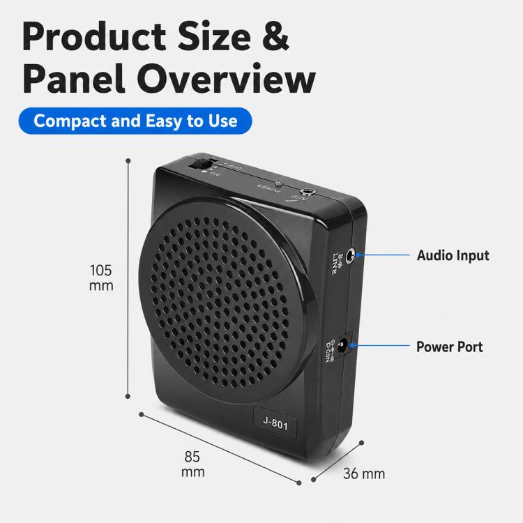 Microfono portatile da appendere alla vita J-801, amplificatore vocale per l'insegnamento.