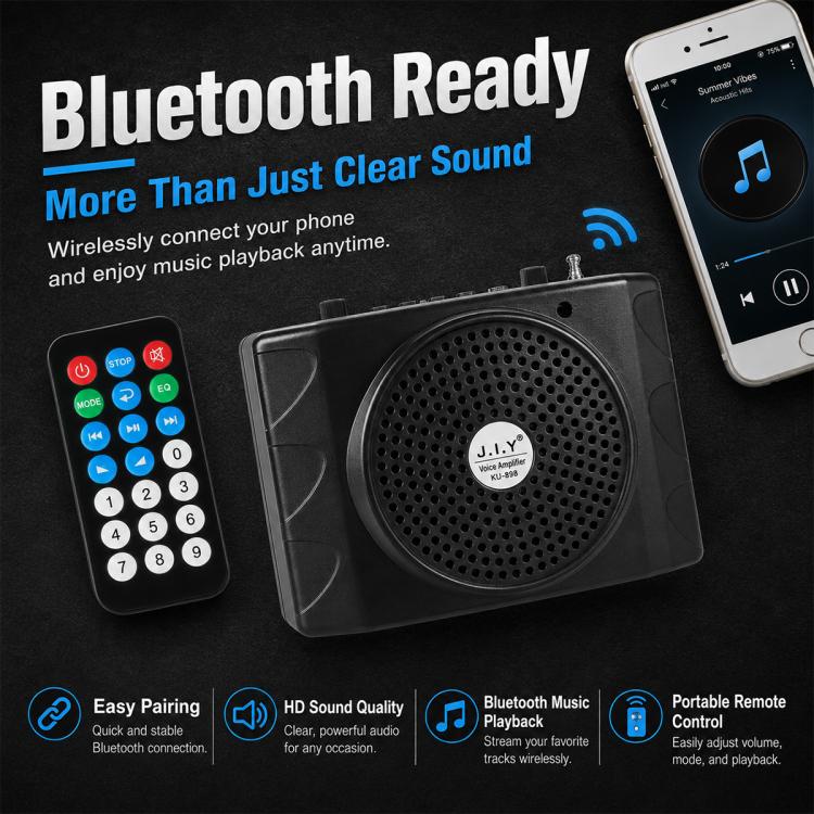 KU-898 Microfono portatile Bluetooth con amplificatore vocale per l'insegnamento, US Plug, EU Plug, UK Plug