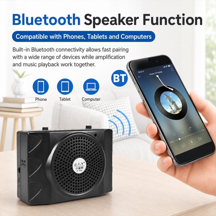 KU-898 Microfono portatile Bluetooth con amplificatore vocale per l'insegnamento, US Plug, EU Plug, UK Plug