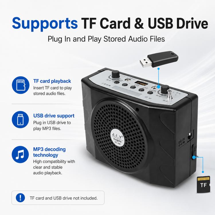 KU-898 Microfono portatile Bluetooth con amplificatore vocale per l'insegnamento, US Plug, EU Plug, UK Plug