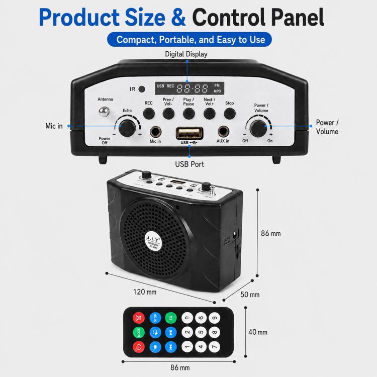 KU-898 Microfono portatile Bluetooth con amplificatore vocale per l'insegnamento, US Plug, EU Plug, UK Plug