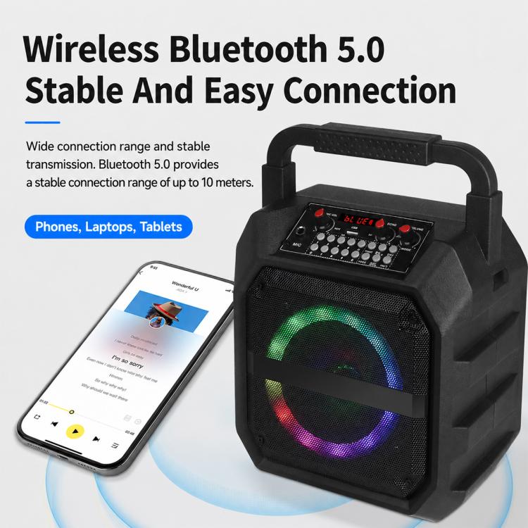 Altoparlante Bluetooth wireless portatile per esterni K6S con microfono alimentato da 2 batterie AA., with 2pcs Microphone