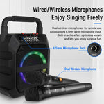 Altoparlante Bluetooth wireless portatile per esterni K6S con microfono alimentato da 2 batterie AA., with 2pcs Microphone