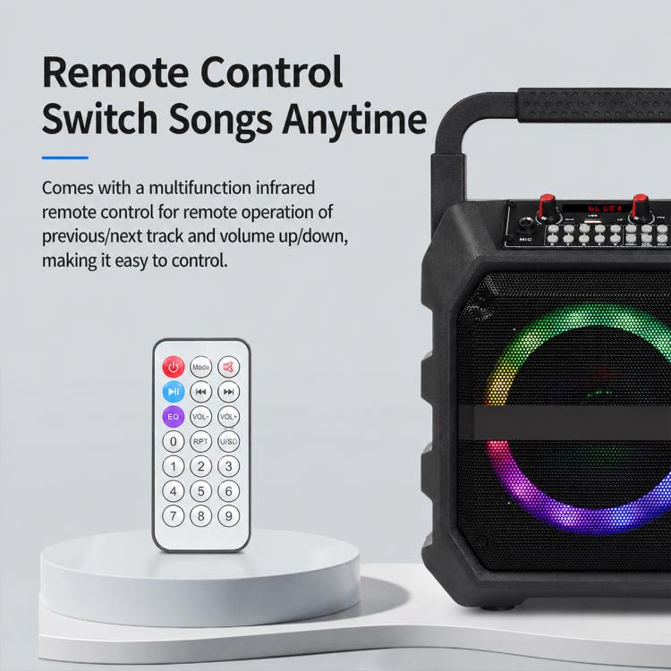 Altoparlante Bluetooth wireless portatile per esterni K6S con microfono alimentato da 2 batterie AA., with 2pcs Microphone