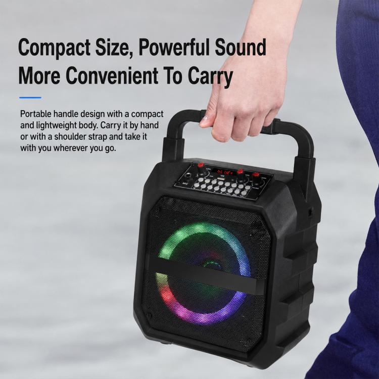 Altoparlante Bluetooth wireless portatile per esterni K6S con microfono alimentato da 2 batterie AA., with 2pcs Microphone