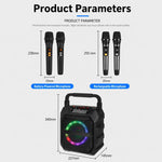 Altoparlante Bluetooth wireless portatile per esterni K6S con 2 microfoni ricaricabili, with 2pcs Rechargeable Microphones