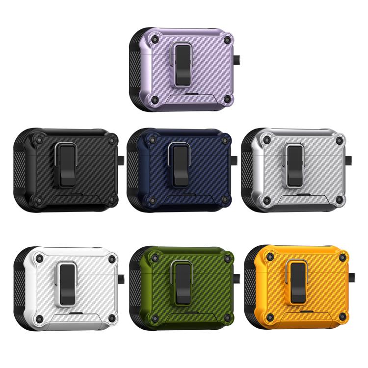 Custodia protettiva per auricolari con supporto pieghevole e texture in fibra di carbonio ispirata all'aquila., For AirPods Pro 3, For AirPods Pro 2