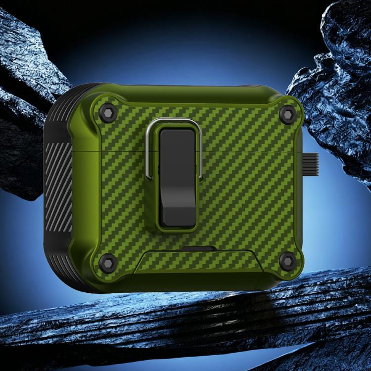 Custodia protettiva per auricolari con supporto pieghevole e texture in fibra di carbonio ispirata all'aquila., For AirPods Pro 3, For AirPods Pro 2