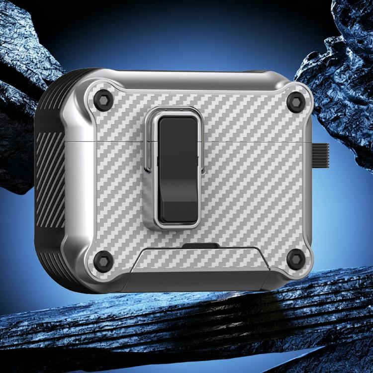 Custodia protettiva per auricolari con supporto pieghevole e texture in fibra di carbonio ispirata all'aquila., For AirPods Pro 3, For AirPods Pro 2