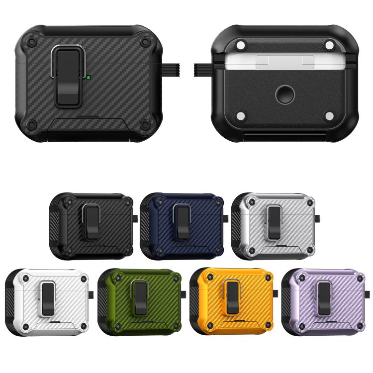Custodia protettiva per auricolari con supporto pieghevole e texture in fibra di carbonio ispirata all'aquila., For AirPods Pro 3, For AirPods Pro 2