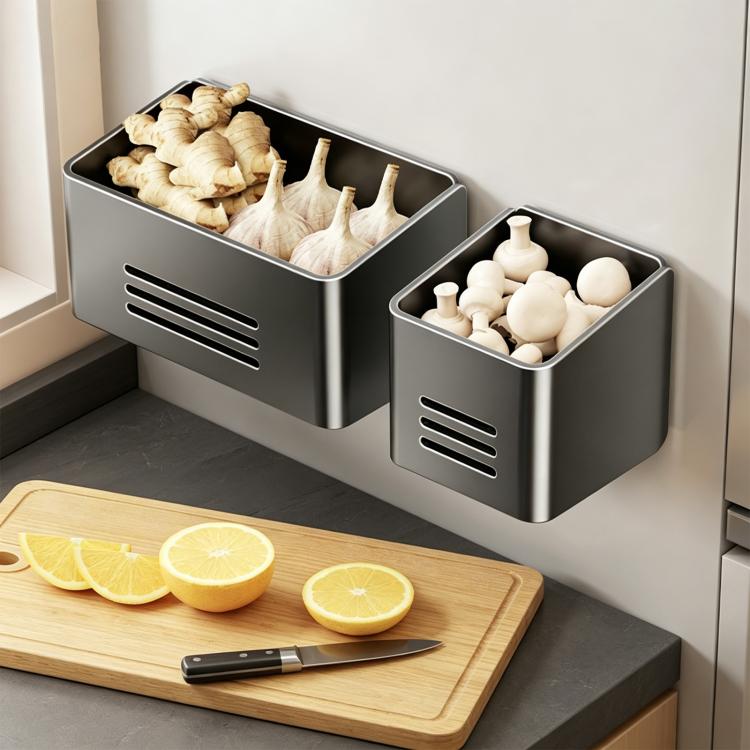 Cucina Frigorifero Scaffale magnetico senza foratura per riporre oggetti, 2pcs / Set, Large Box, Small Box