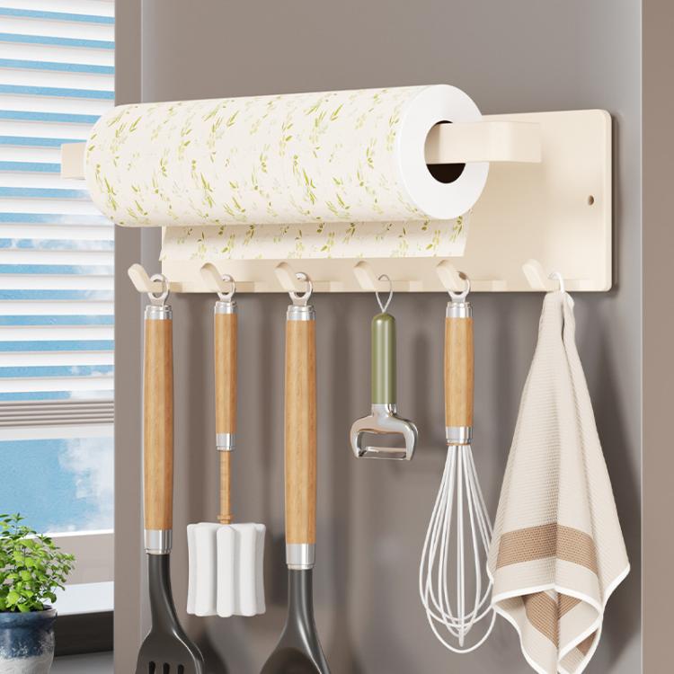Porta rotolo di carta da cucina magnetico senza foratura con gancio