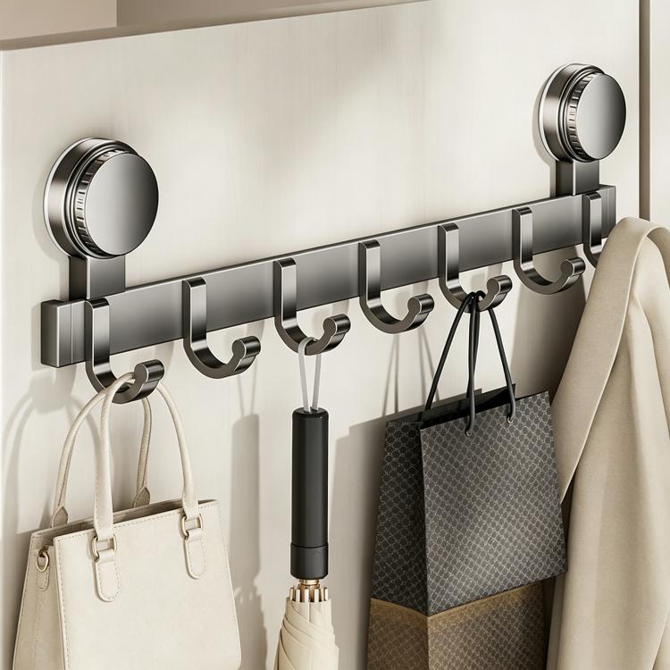 Porta senza foratura con ventose e ganci, scaffale portaoggetti, Upgraded Single Row 3-hook, Upgraded Single Row 4-hook, Upgraded Single Row 5-hook, Upgraded Single Row 6-hook, Upgraded Single Row 7-hook, Upgraded Single Row 8-hook                     ...