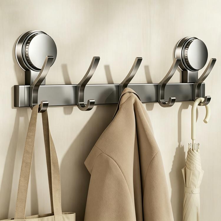 Porta senza foratura con ventose e ganci, scaffale portaoggetti, Upgraded Single Row 3-hook, Upgraded Single Row 4-hook, Upgraded Single Row 5-hook, Upgraded Single Row 6-hook, Upgraded Single Row 7-hook, Upgraded Single Row 8-hook                     ...