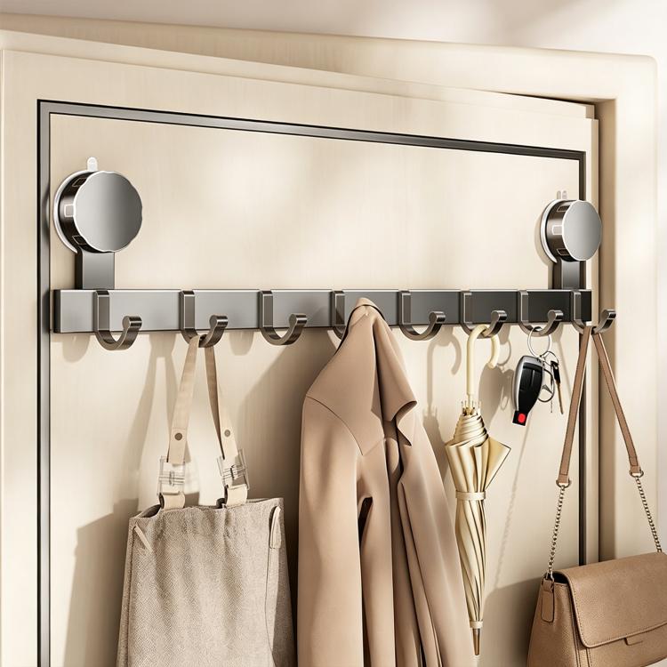 Porta senza foratura con ventose e ganci, scaffale portaoggetti, Upgraded Single Row 3-hook, Upgraded Single Row 4-hook, Upgraded Single Row 5-hook, Upgraded Single Row 6-hook, Upgraded Single Row 7-hook, Upgraded Single Row 8-hook                     ...