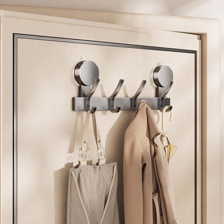Porta senza foratura con ventose e ganci, scaffale portaoggetti, Upgraded Single Row 3-hook, Upgraded Single Row 4-hook, Upgraded Single Row 5-hook, Upgraded Single Row 6-hook, Upgraded Single Row 7-hook, Upgraded Single Row 8-hook                     ...