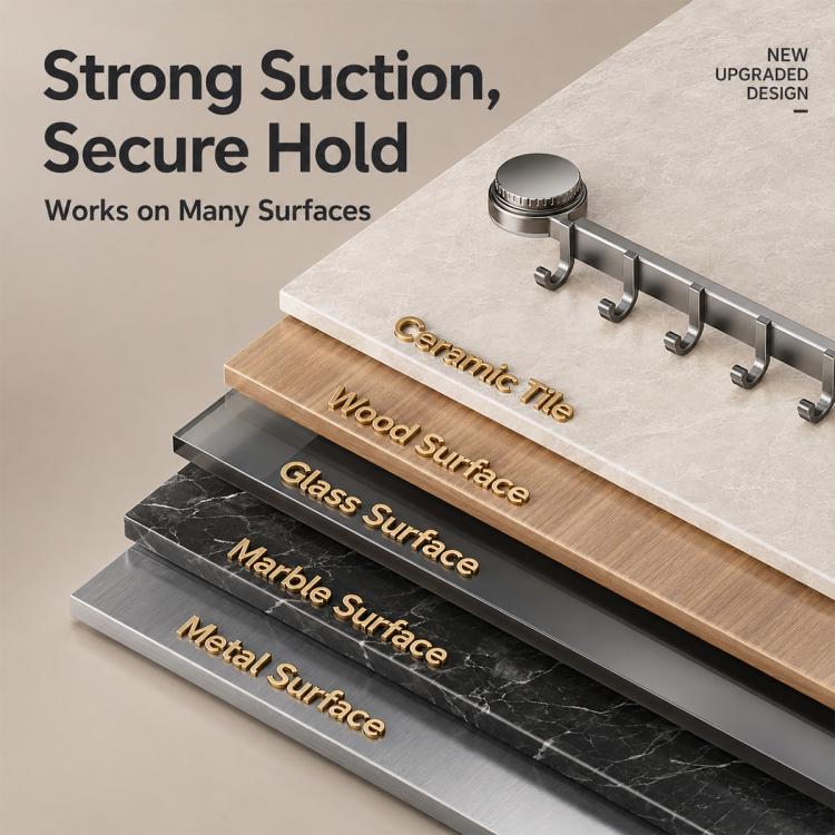 Porta senza foratura con ventose e ganci, scaffale portaoggetti, Upgraded Single Row 3-hook, Upgraded Single Row 4-hook, Upgraded Single Row 5-hook, Upgraded Single Row 6-hook, Upgraded Single Row 7-hook, Upgraded Single Row 8-hook                     ...