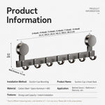 Porta senza foratura con ventose e ganci, scaffale portaoggetti, Upgraded Single Row 3-hook, Upgraded Single Row 4-hook, Upgraded Single Row 5-hook, Upgraded Single Row 6-hook, Upgraded Single Row 7-hook, Upgraded Single Row 8-hook                     ...