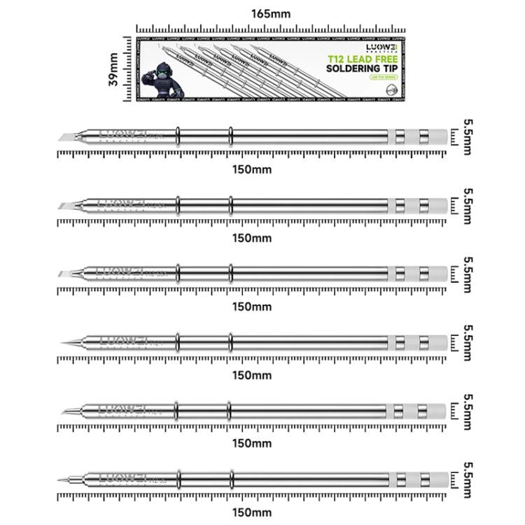 Punte per saldatore Luowei serie LW-T12 per stazione di saldatura T12, LW-T12-I, LW-T12-J, LW-T12-JS, LW-T12-K, LW-T12-SK, LW-T12-SSK